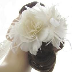 Gabrielle Bridal Headpiece Feather Flower Fascinator 